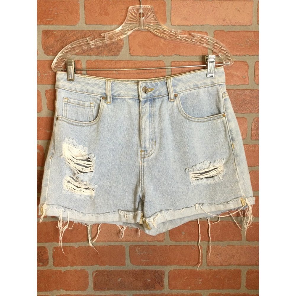 Pacsun womens jean shorts Mom Short cut off raw frayed hem distressed holes